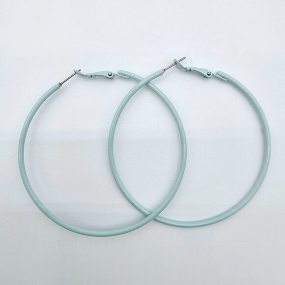 Large Hoop Earrings, Set of 3 Bundle | Black, Navy & Baby Blue - Picture 4 of 10